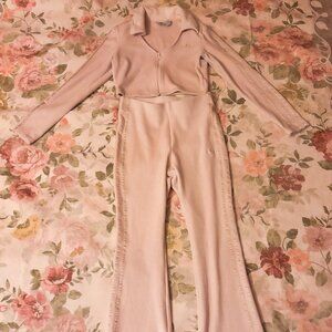 Adidas Pink Velour Matching Athleisure Set Coord Size Small
